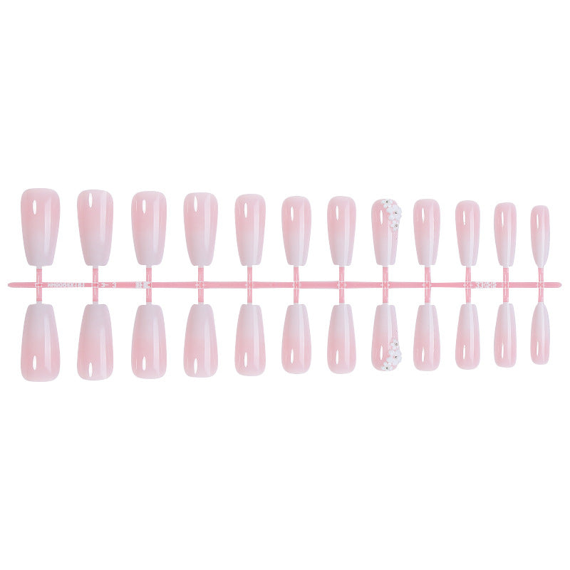 Elegant Press-On Nail Set with Floral Accents Bowlift
