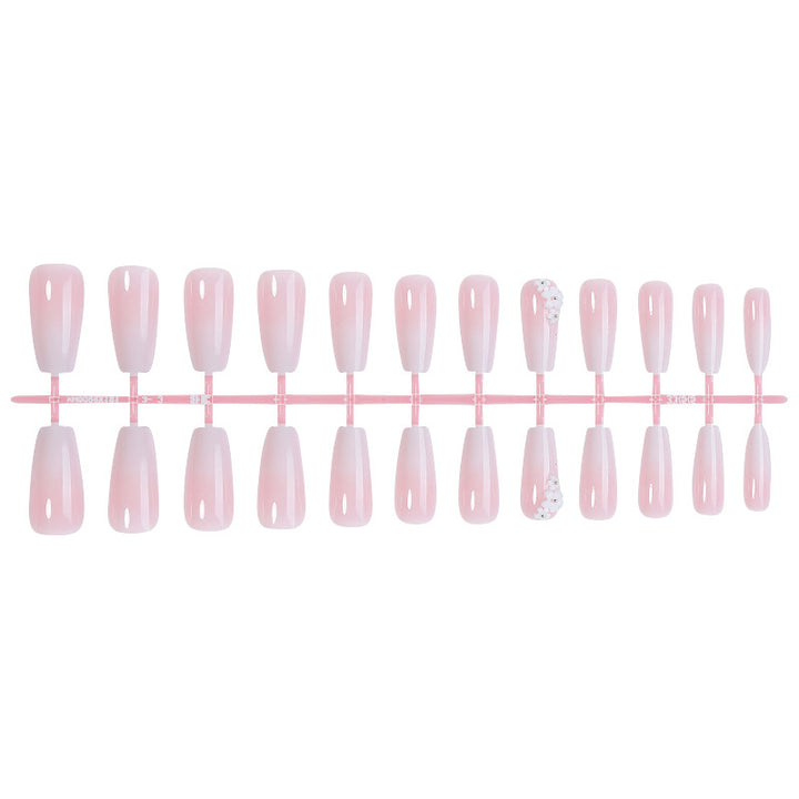 Elegant Press-On Nail Set with Floral Accents Bowlift