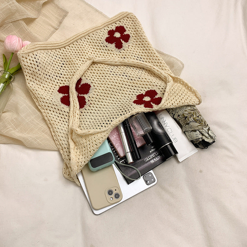 Artistic Crochet Floral Tote Bag