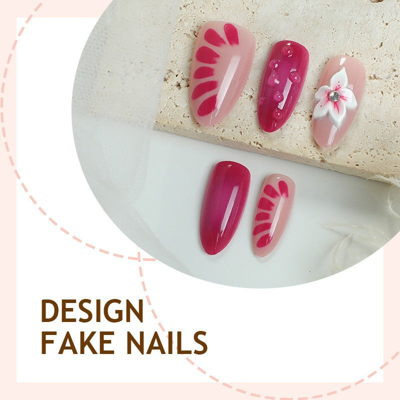 Floral Art Press-On Nail Set with 3D Accents Bowlift