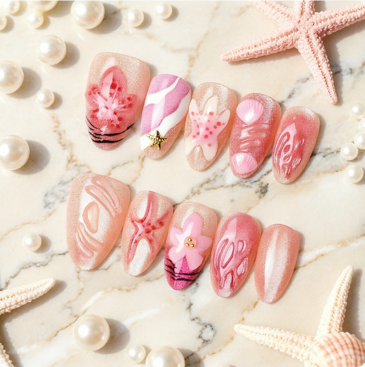 Artificial nails with floral accents Bowlift