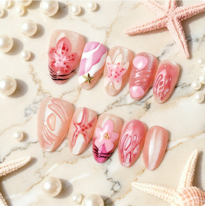 Artificial nails with floral accents Bowlift