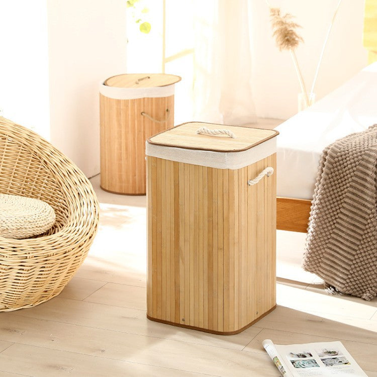 Laundry basket made of natural bamboo by Bowlift