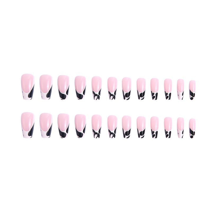 Exclusive artificial nails with elegant black and white patterns Bowlift