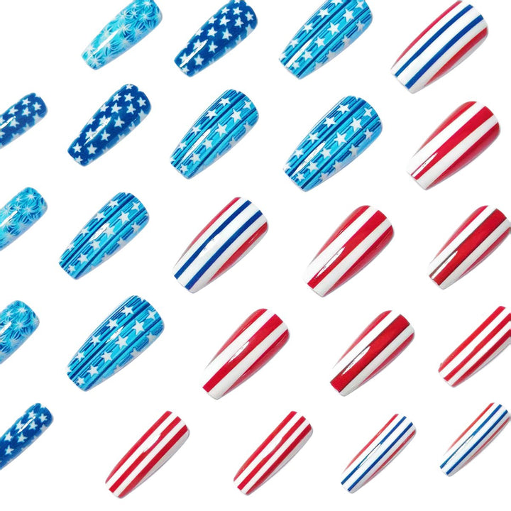Patriotic Stars and Stripes Nail Art Bowlift