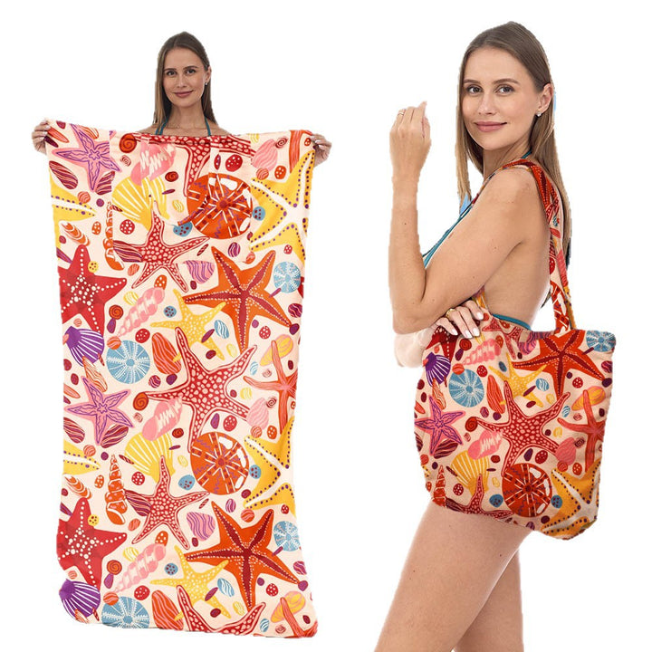 Beach towel with integrated tote bag design Bowlift