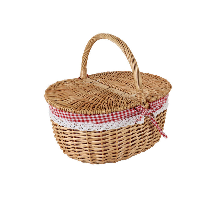 Women braided picnic basket with romantic gingham lining Bowlift