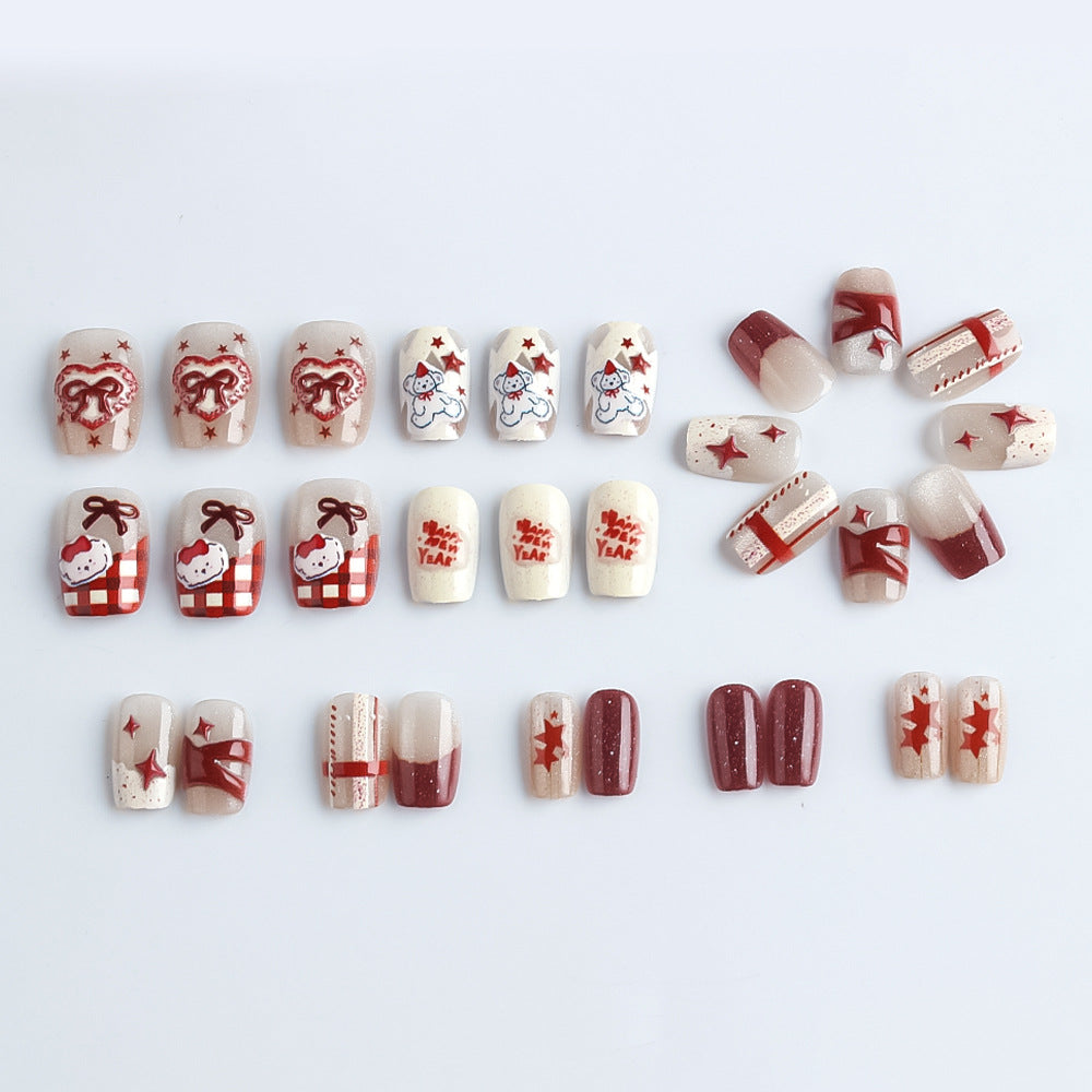 Festive Winter-Themed Press-On Nails Bowlift