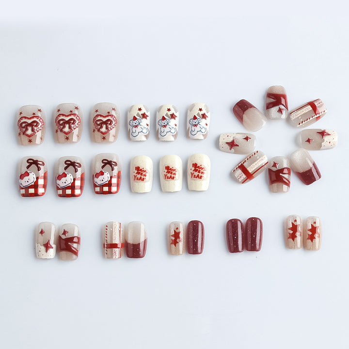 Festive Winter-Themed Press-On Nails Bowlift