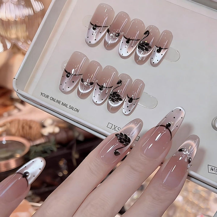 Decorative Press-On Nails with Gem Accents Bowlift