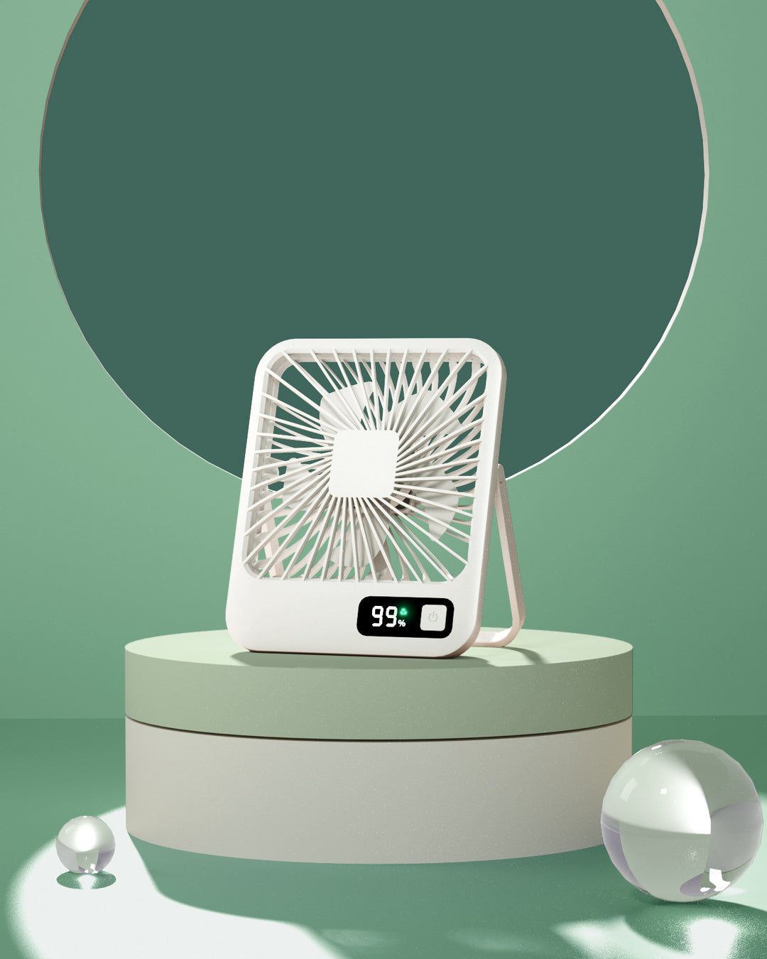 Women Portable USB Fan with LED Display Bowlift