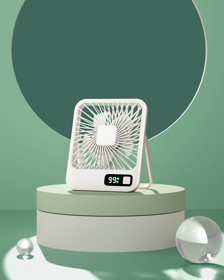 Women Portable USB Fan with LED Display Bowlift