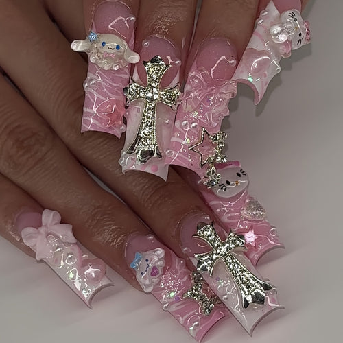Artificial nail set with playful 3D design Bowlift