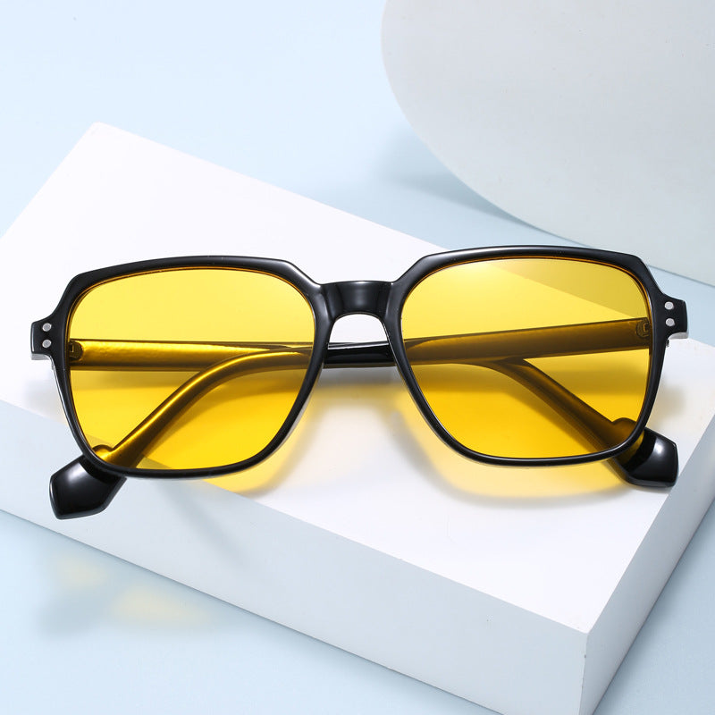 Women's fashionable square sunglasses with yellow lenses Bowlift