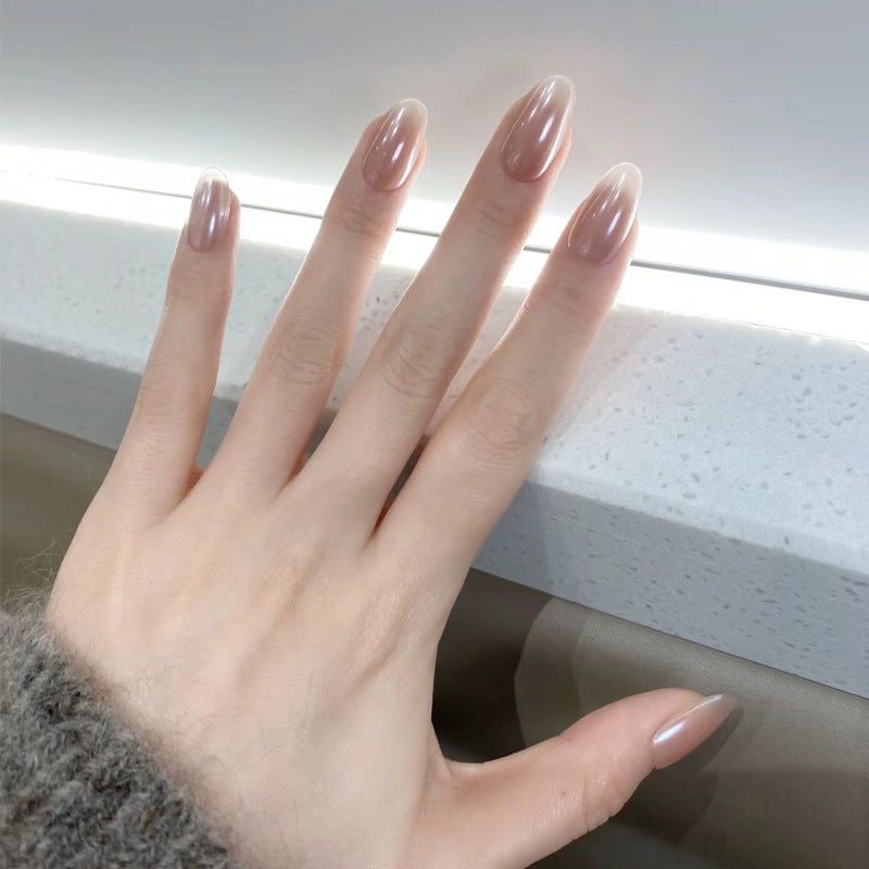 Glossy Almond-Shaped Press-On Nail Set Bowlift