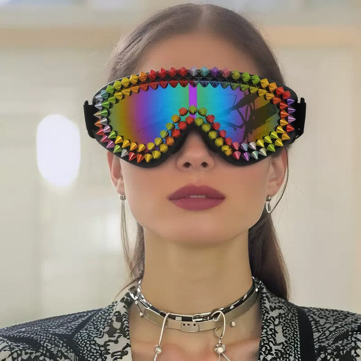 Ladies extravagant ski goggles with colorful studs Bowlift