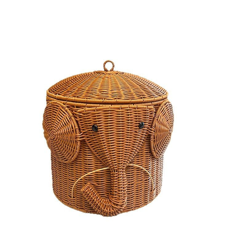 Elephant-Shaped Woven Storage Basket Bowlift