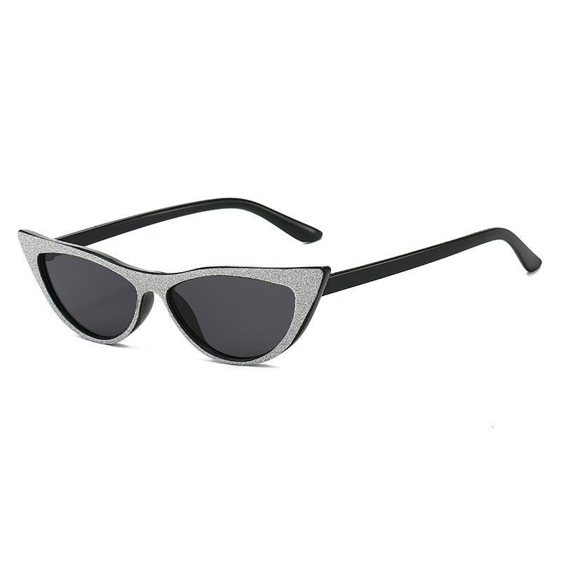 Women's Cat-Eye Sunglasses with Glittering Frame Bowlift