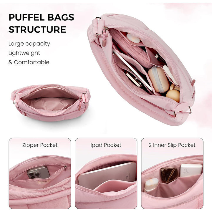 Fashionable shoulder bag with padded shoulder strap and multiple compartments Bowlift