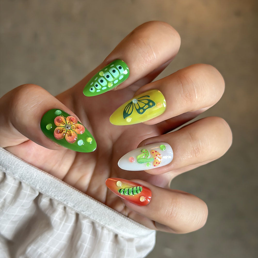Creative Nature-Themed Press-On Nails Bowlift