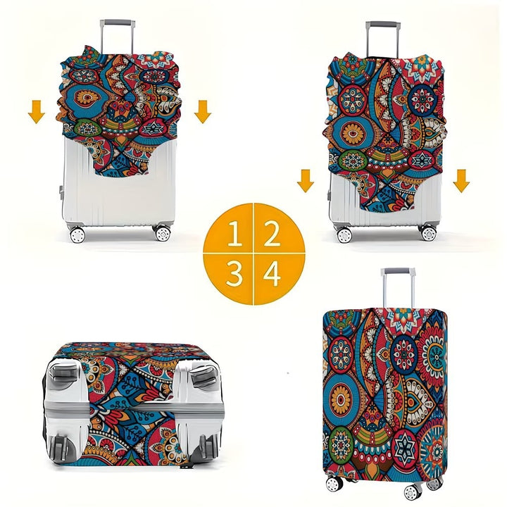 Unisex nan elastic suitcase cover with mandala pattern and telescopic handle compatibility Bowlift