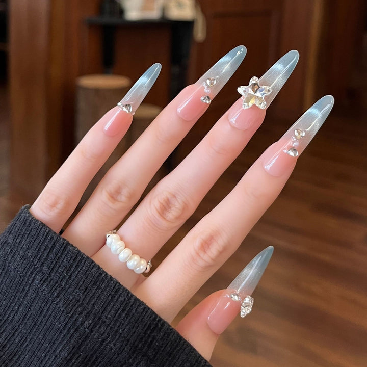 Decorative Crystal-Embellished Press-On Nail Extensions Bowlift
