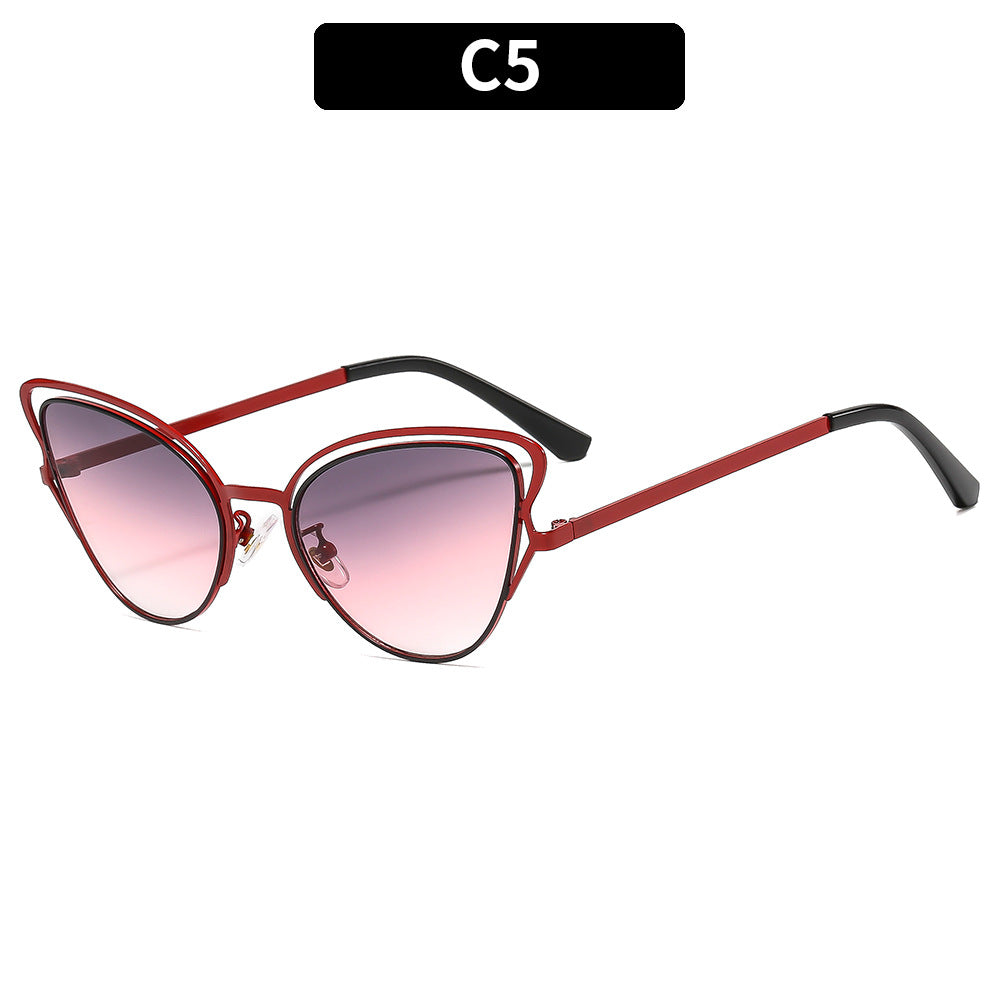 Women's Cat-Eye Sunglasses with Luxurious Metal Frame and High-Quality Gradient Lenses Bowlift