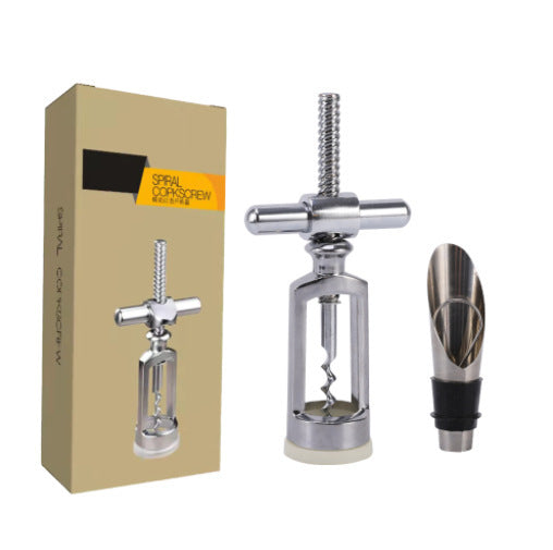 Stainless Steel T-Handle Lever Corkscrew Wine Bottle Opener Bowlift