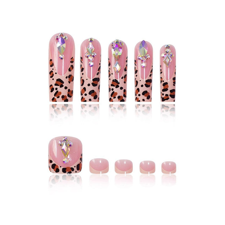 Artistic 3D Decorative Press-On Nail Set with Animal Print Accents Bowlift