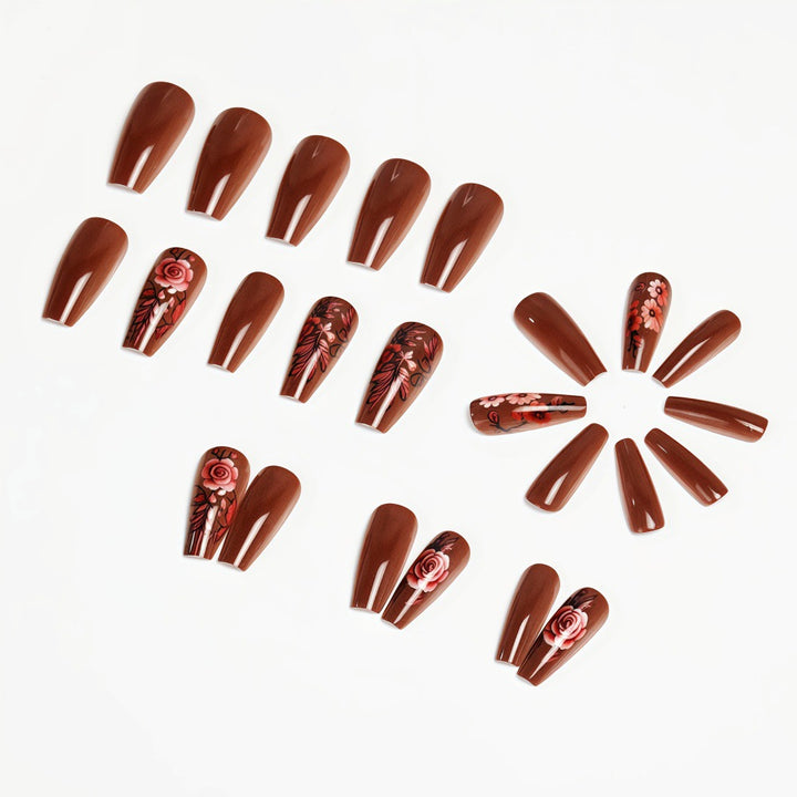 Artificial nails with floral accents Bowlift