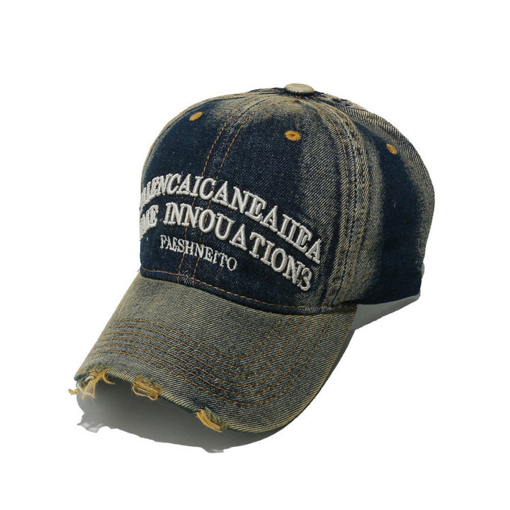 Women's Distressed Denim Graphic Baseball Cap Bowlift