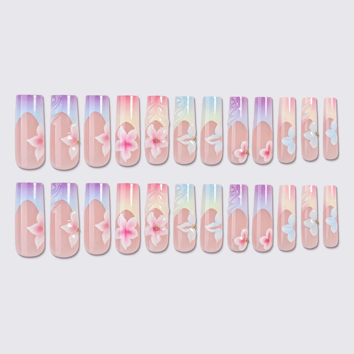 Elegant Floral Ombre Press-On Nail Set Bowlift