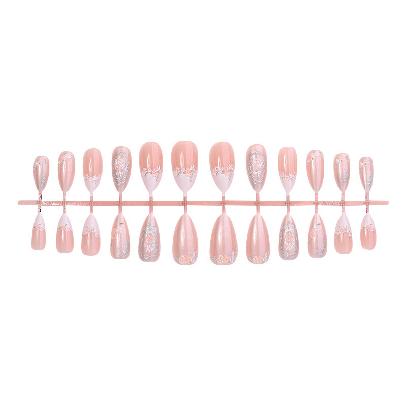 Elegant Floral Press-On Nail Art Ensemble Bowlift