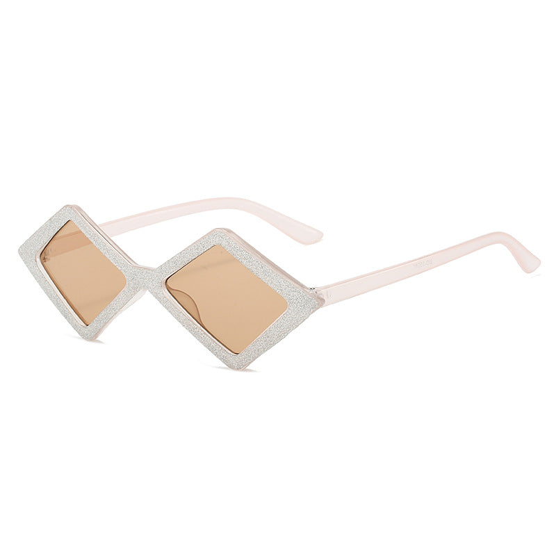 Ladies futuristic, geometric sunglasses with glittering frame Bowlift