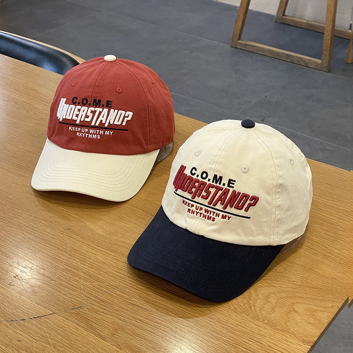 Unisex Casual Textured Cap with Playful Embroidery Bowlift