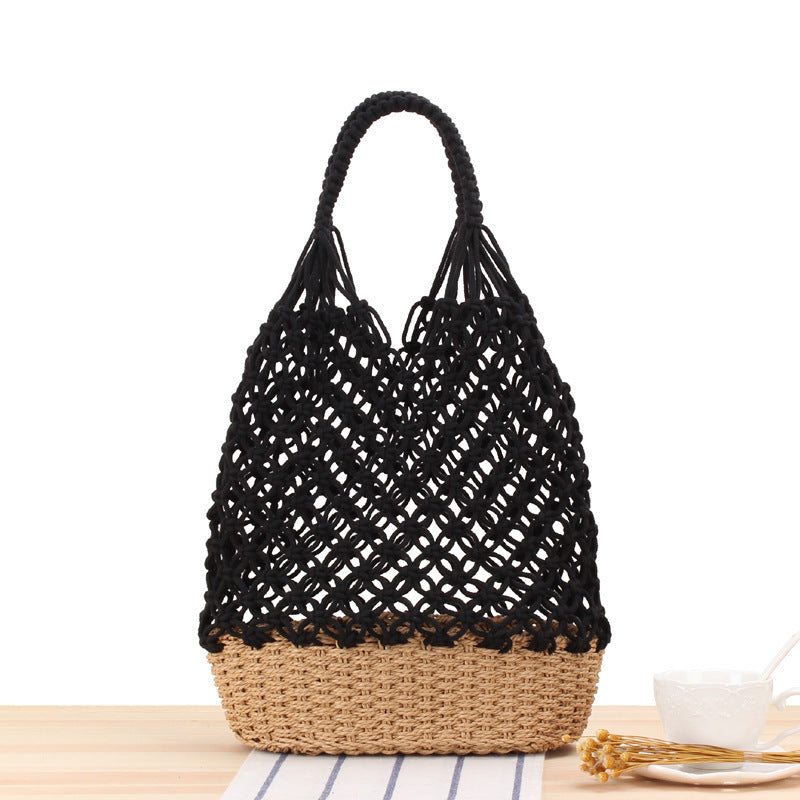 Designer Shoulder Bag Made of Woven Bast Bowlift