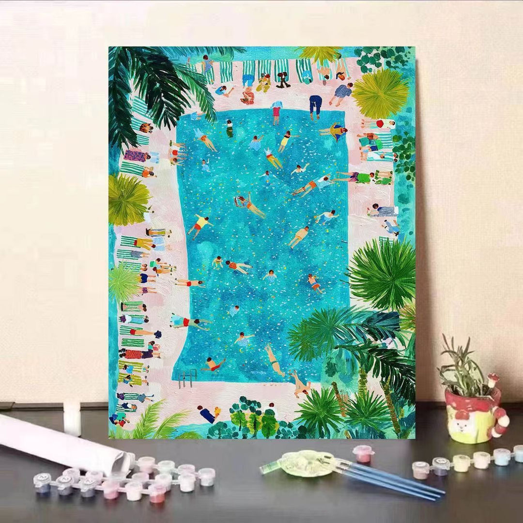 Creative Poolside Scene Paint by Numbers Kit Bowlift