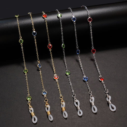 Elegant Crystal-Embellished Eyewear Chain Bowlift