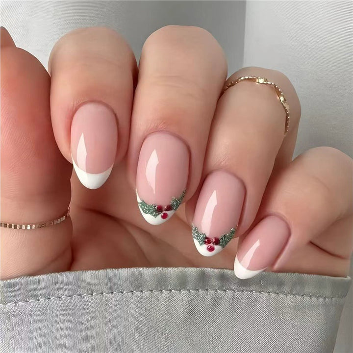 Holiday-Themed French Tip Nail Art Bowlift