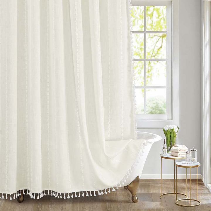 Textured Grid Design Window Curtain Bowlift