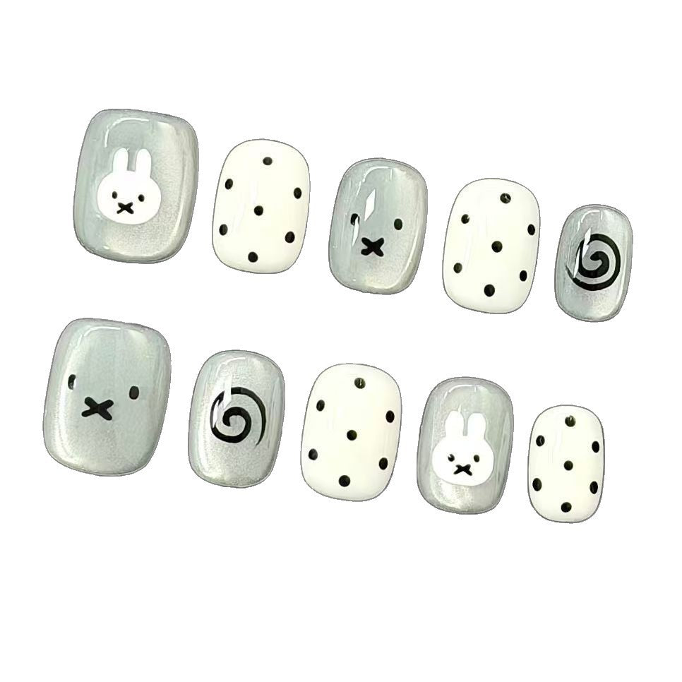 Whimsical Bunny-Themed Press-On Nail Set Bowlift