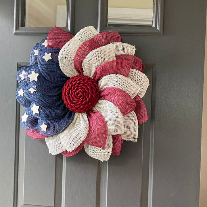 Independence Day patriotic front door wreath with Eagle Statue of Liberty and Liberty Bell accents Bowlift