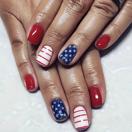Patriotic Gel Nail Art Extensions Bowlift