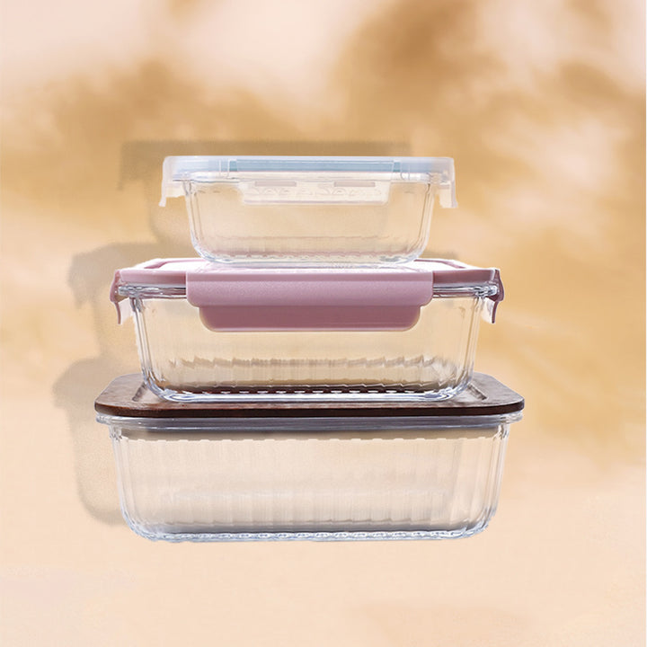 Women airtight storage box set made of glass Bowlift