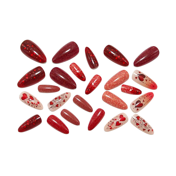 Artificial nails with Romantic Heart Design Bowlift