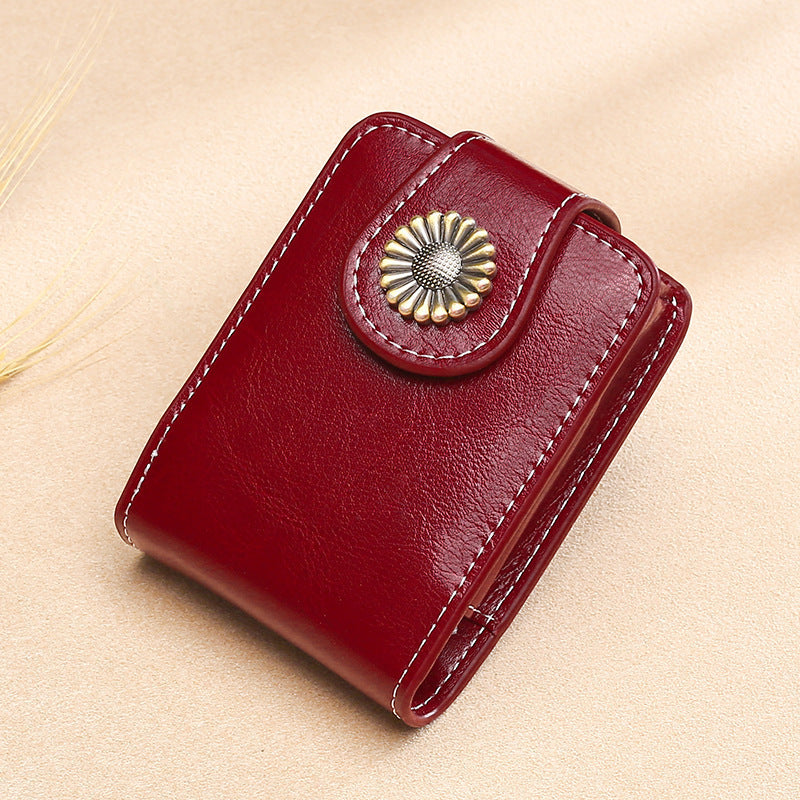 Vintage Leather Buttoned Coin Purse Bowlift
