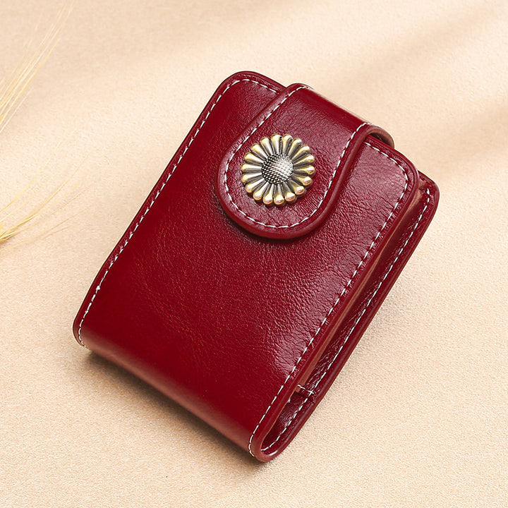 Vintage Leather Buttoned Coin Purse Bowlift