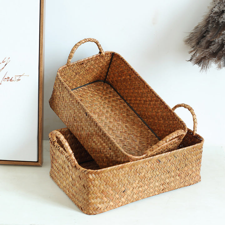 Handwoven Natural Storage Basket Bowlift