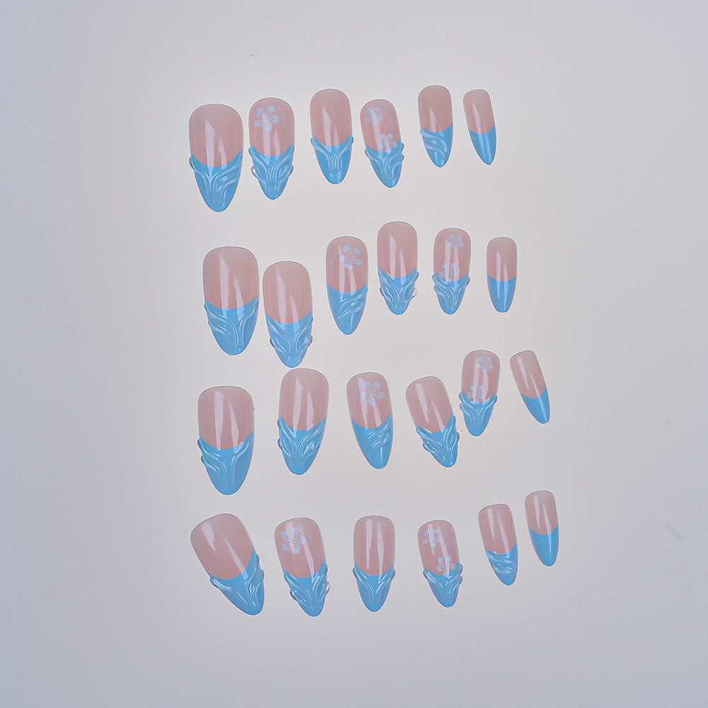 Elegant Floral-Themed Press-On Nail Art Set Bowlift