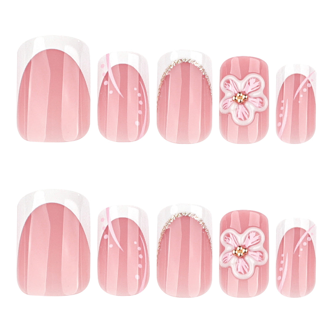 Artful Nail Extensions with Flower Design Bowlift